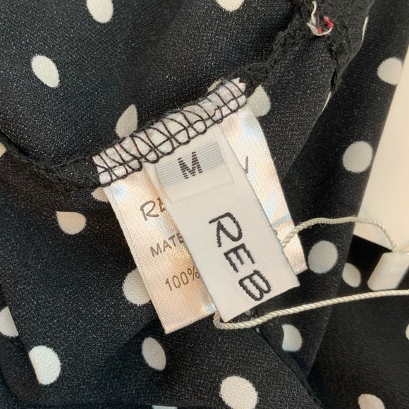 Polka Dot Cold Shoulder Black Chiffon Blouse - Picture 7 of 9